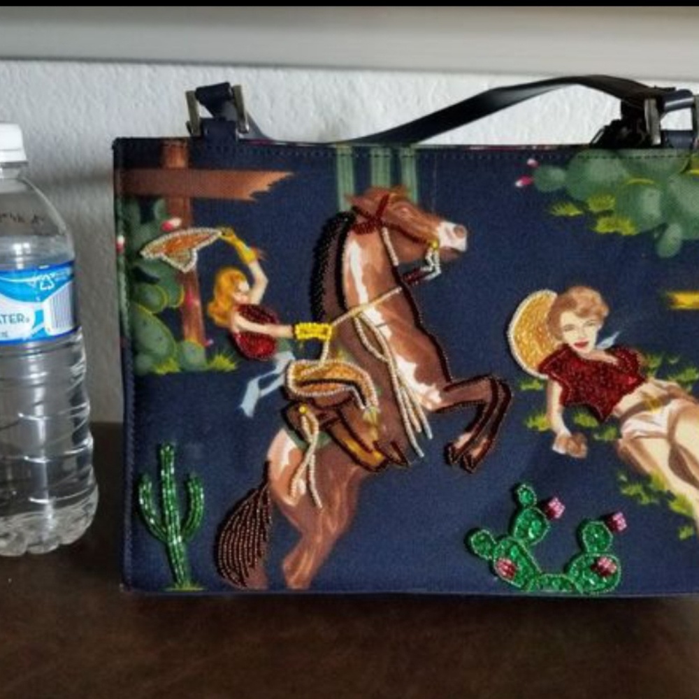 VINTAGE Western style ladies purse Bead trim